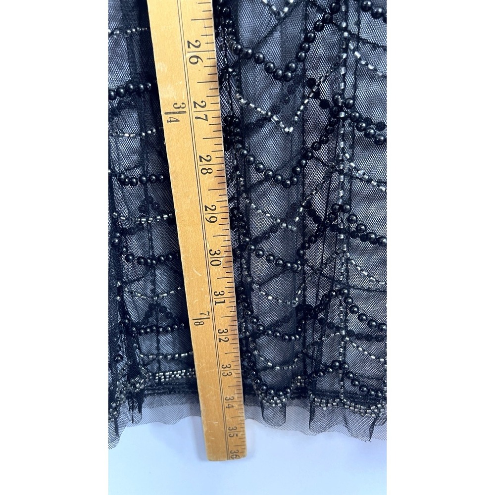 Womens Beaded Sheer Overlay Beaded Mini Dress Size XS Black Bohemian Festival - Picture 12 of 13